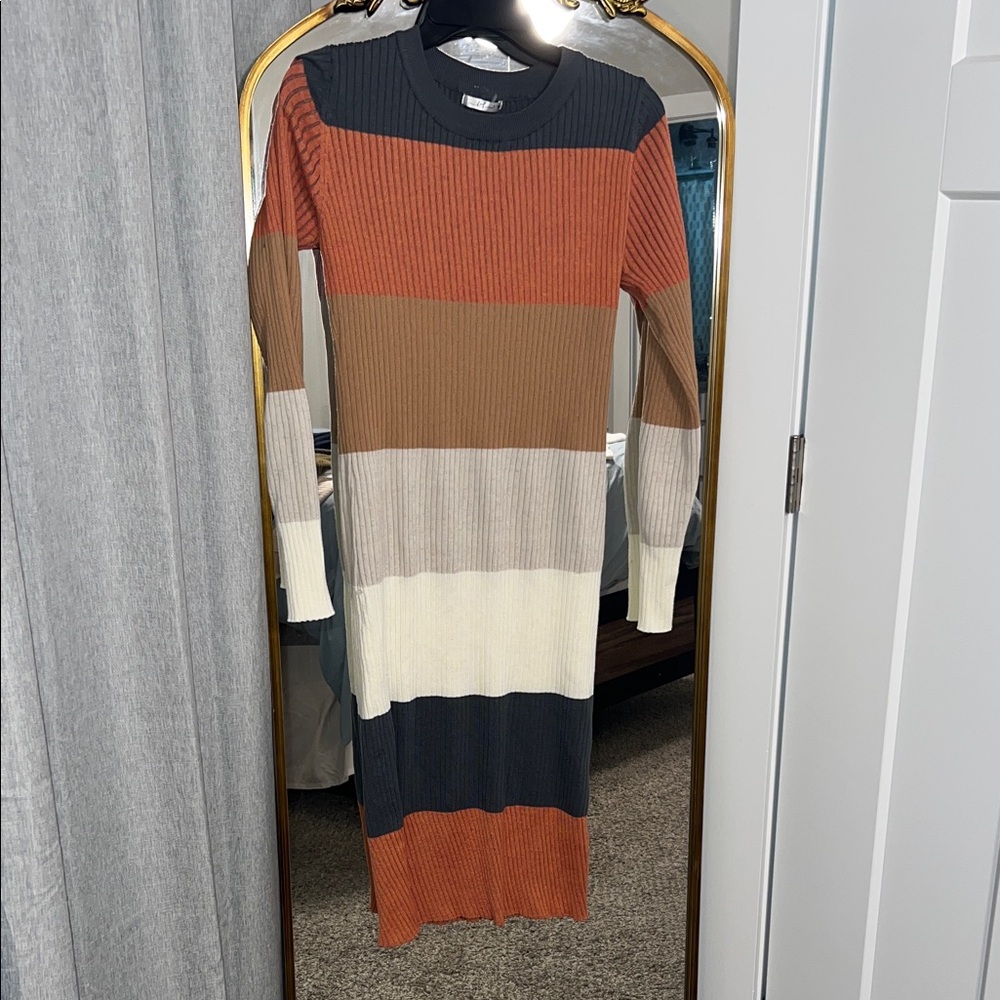 Striped Long Sleeve Knit Dress